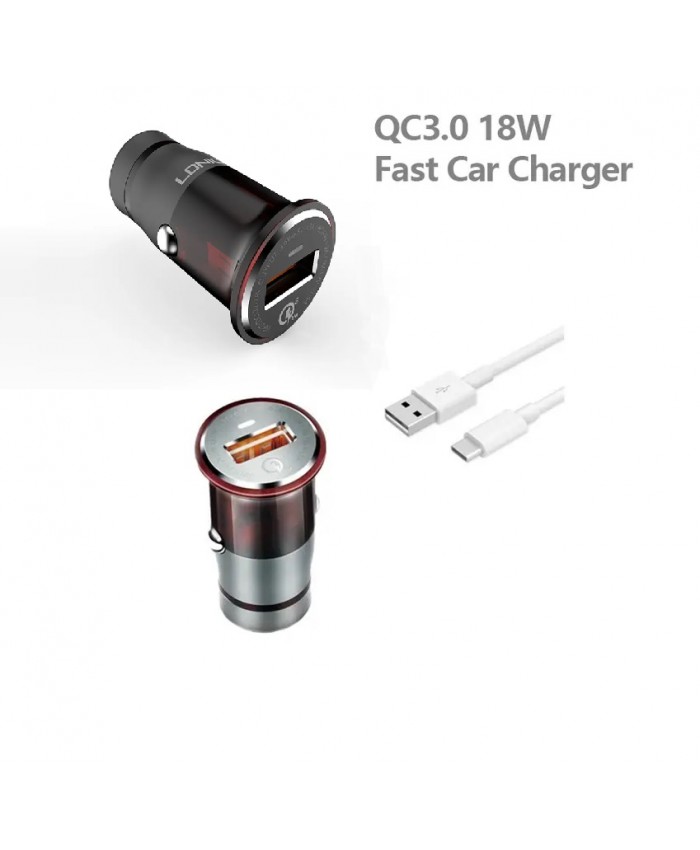 Ldnio C304Q Fast Charging Journey Series Car Charger 18W Qualcomm QC 3.0 5V 9V 12V USB Car Charger With Cable
